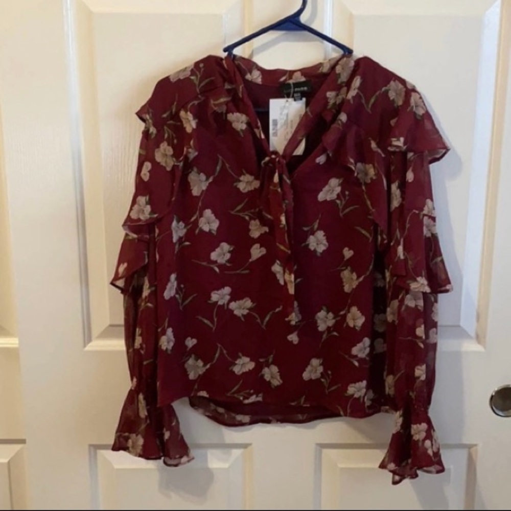 Lucy Paris Burgundy Floral Blouse